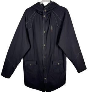 Jinx Black Long Sleeve Hooded Long Fitting Full Zip Snap Sweatshirt Jacket 2XL